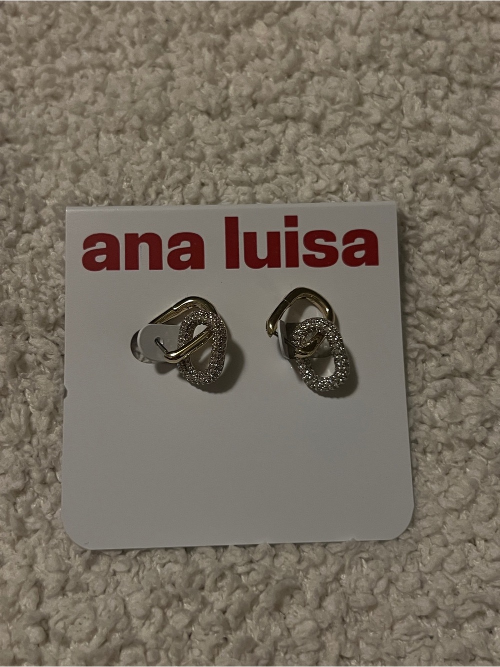 Ana Luisa Gold-Tone Pave Link Hoop Earrings